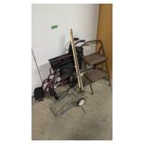 folding wheelchair step stool rake and hoe