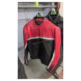 red and black leather riding jacket size 50