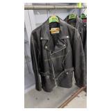 Black Leather Motorcycle Riding Jacket Size 46