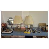 lamps, mirror, miscellaneous items