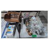 wooden magazine rack figurines glassware