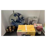 global monk figures large Blue platter 21 inch