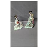 pair of geisha girl porcelain figures 8-in and