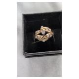 14K gold ring with diamonds, size 5.5, 5 g