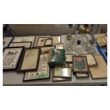 needlepoint framed prints oil lamps etc