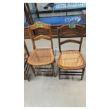 pair of cane seat chairs