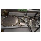 lot of silver plate serving trays bowls etc