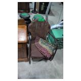 vintage metal porch chair with rug