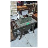 antique wooden washing machine with green paint