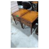 pair of MCM leather top end tables