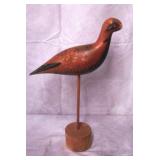 Vintage Folk Art Carved Wood Shorebird