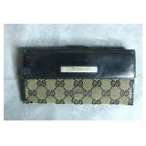 Vtg Gucci Monogram Canvas Long Wallet