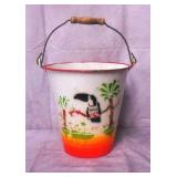 Vintage Painted Enamel Pail/Bucket