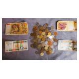 Assorted Foriegn Coins & Currency