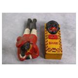 2pc Vtg Black Americana Cast Iron Coin Banks