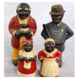 4pc Vtg Black Americana Cast Iron Mini Coin Banks