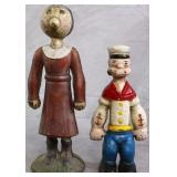 Vtg Cast Iron Popeye & Olive Oyl Coin Banks