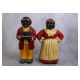 2pc Vtg Black Americana Cast Iron Coin Banks