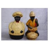 2pc Vtg Black Americana Cast Iron Coin Banks