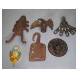 Six Piece Antique Cast Iron Grouping