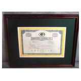 Framed Green Bay Packers Stock Certificate