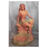 Vintage Chalkware Nude Female Fishbowl Holder