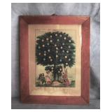 19th c. The Tree of Life Colored Lithograph