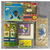 7pc 1980s Smurf Collectibles w/ Musical PaPa Smurf