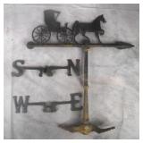 Vintage Cast Metal Horse & Buggy Weather Vane