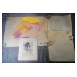 Artist Signed Nude Study Watercolors & Drawings