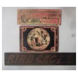 Antique Wood Box Lids & Sign