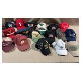 17pc Vtg Advertising Caps w/Sports+