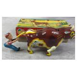 Vintage Mikuni Japan Wild Roaring Bull & Boy