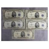1953 A & 1953 B Silver Certificate $5 Bills