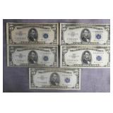 1953 B Silver Certificate $5 Bills