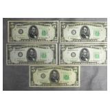 1950A/1950B/1950D $5 Bills