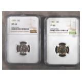 1959 & 1961 NGC Graded Silver Roosevelt Dimes