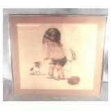 Vintage Young Boy w/Dog & Football Print