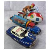 Vintage Tin Litho Toys w/ G-Men Police Car