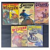 5pc 1930s-50s Western Pulps w/ Dime Western