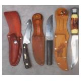 3pc Vintage Fixed Blade Hunting Knives Lot