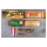 4pc Vintage Wood & Metal Fishing Lures Lot