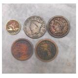 5pc 1829-1857 U.S. Coins Lot