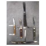 5pc Vintage Fish & Folding Knives Lot
