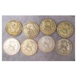 8pc 1957-1964 Mexican 10% Silver Peso Lot