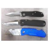3pc Modern Era Folding Utility Knives Lot