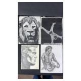 Artist Signed Hand Drawn Sketches