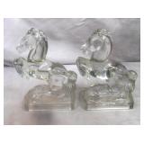 New Martinsville Glass Rearing Horse Bookends