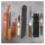 4pc Vintage Fixed Blade Knives Lot