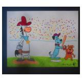 Richard Maurizio Signed Hanna Barbera Baseball Art